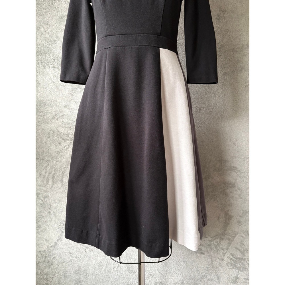 Boden Dress 6 Black Colorblock Fit Flare Mod Professional Office Retro Stretchy - Picture 3 of 13
